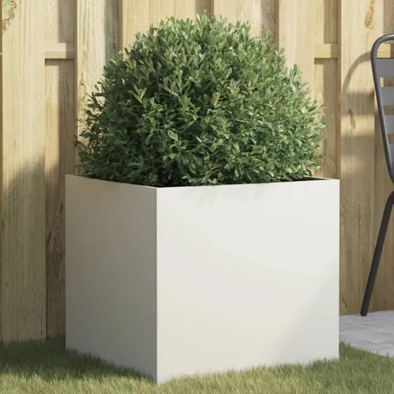 Plantekasse i hvidt stål 49×47×46 cm