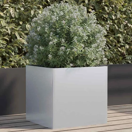 Galvaniseret plantekasse 49x47x46 cm - sølv