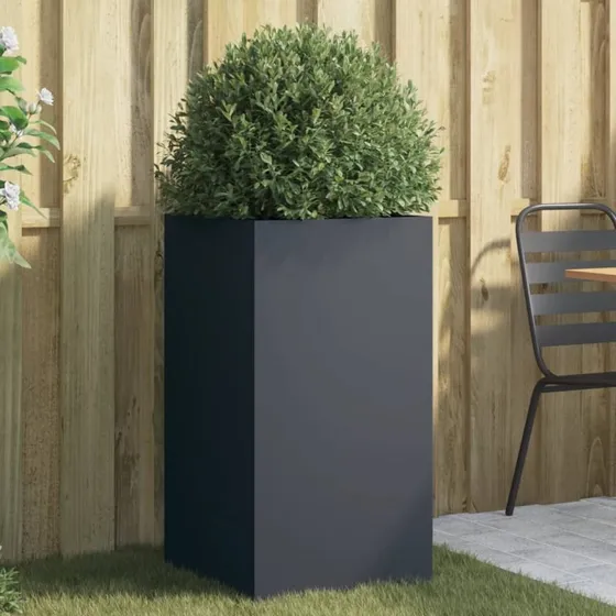 Plantekasse i stål 42x38x75 cm – antracitgrå