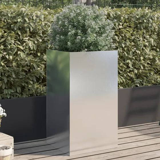 Plantekasse i rustfrit stål 42×38×75 cm - sølv