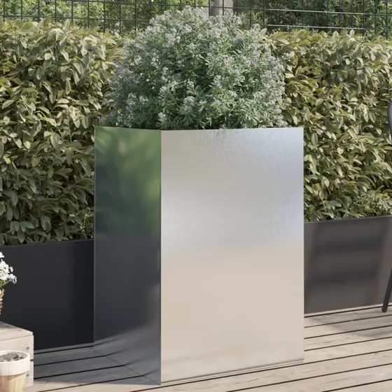 Plantekasse i rustfrit stål 52x48x75 cm – sølv