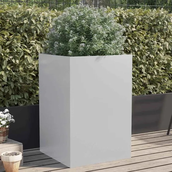 Plantekasse i galvaniseret stål 52×48×75 cm - sølv