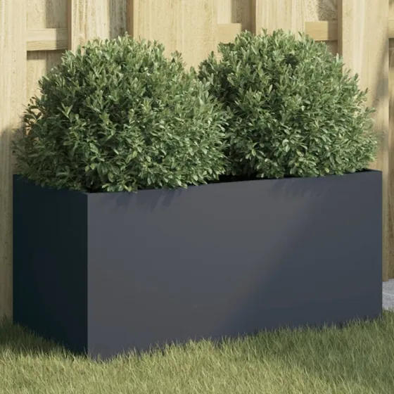 Plantekasse i koldvalset stål 62×30×29 cm – antracit