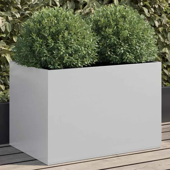 Plantekasse 62x40x39 cm galvaniseret stål, sølv
