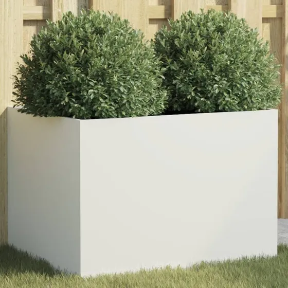 Plantekasse i hvidt koldvalset stål 62x47x46 cm
