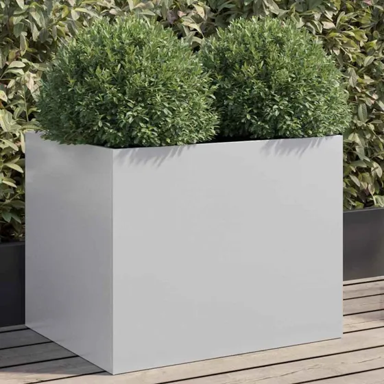 Plantekasse i galvaniseret stål 62x47x46 cm - Sølv