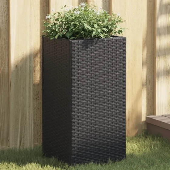 Plantekasser 2 stk. 30x30x60 cm polyrattan – sort