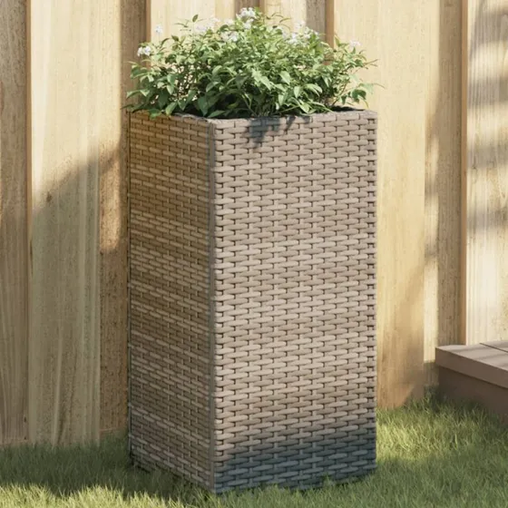 Plantekasser 2 stk. 30x30x60 cm polyrattan – grå