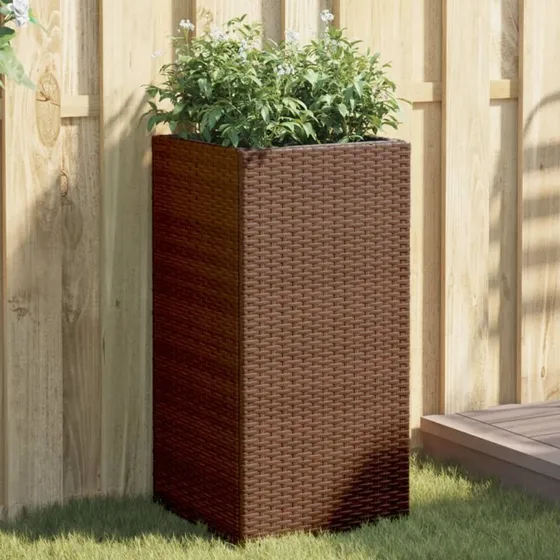 Plantekasser 2 stk. 40x40x80 cm polyrattan – brun