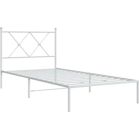 Sengeramme med sengegavl 90x200 cm - hvid metal