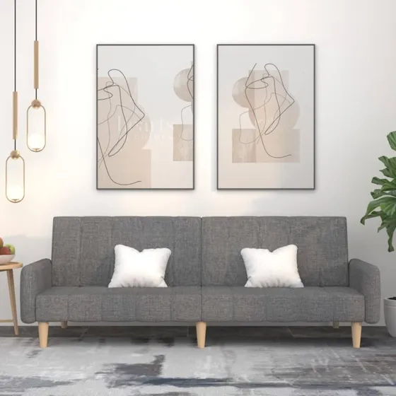 2-personers sovesofa i lysegrt stof