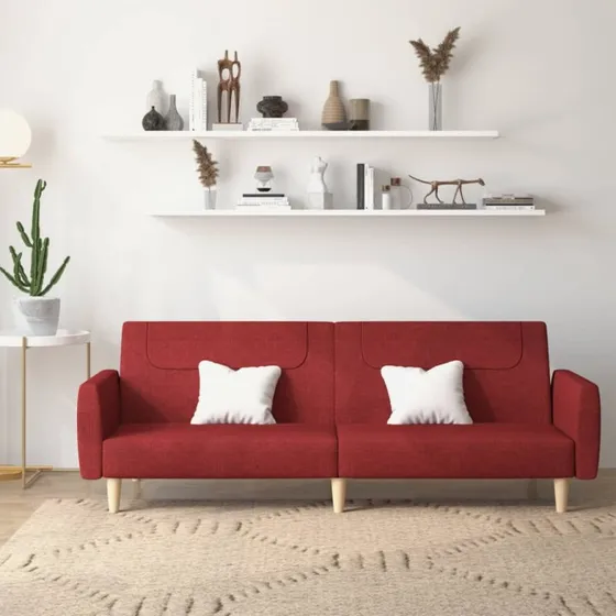 2-personers sovesofa i vinrdt stof - konvertibel daybed