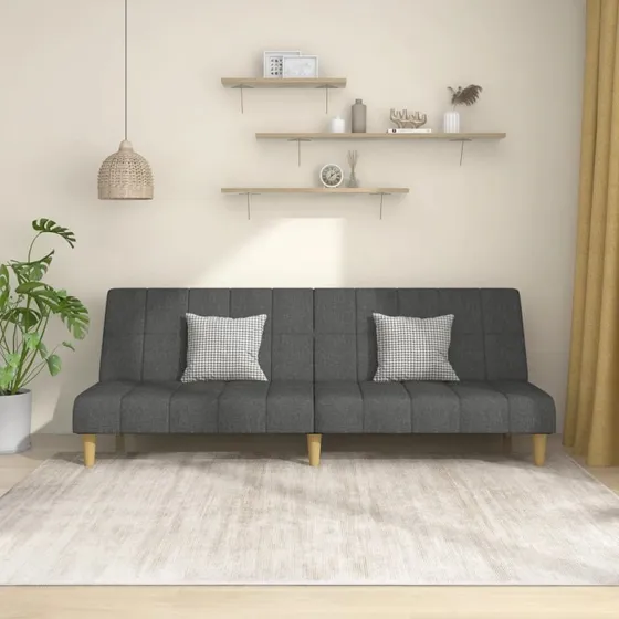 2-personers sovesofa i mrkegr stof (daybed)