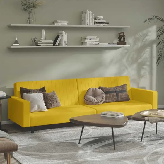 2-personers sovesofa i gul velour