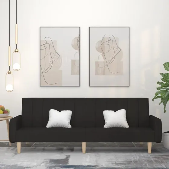 2-personers sovesofa i sort stof  vendbar daybed