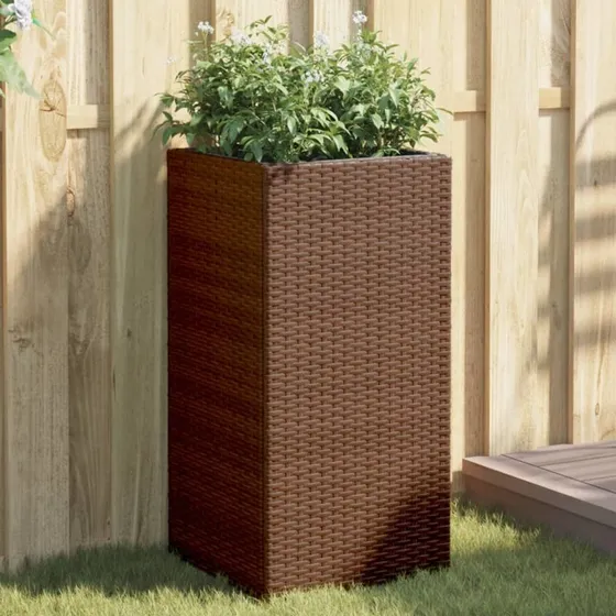 Plantekasse 40×40×80 cm polyrattan, brun