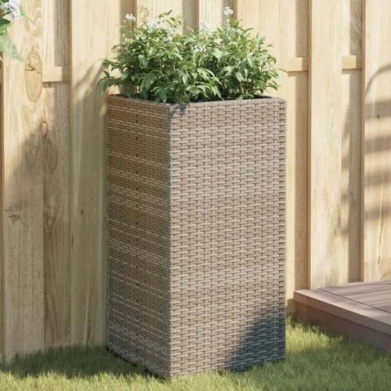 Plantekasse 40x40x80 cm i grå polyrattan