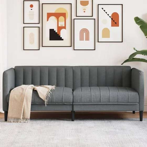 2-personers sofa i stof, mrkegr  komfort & robust