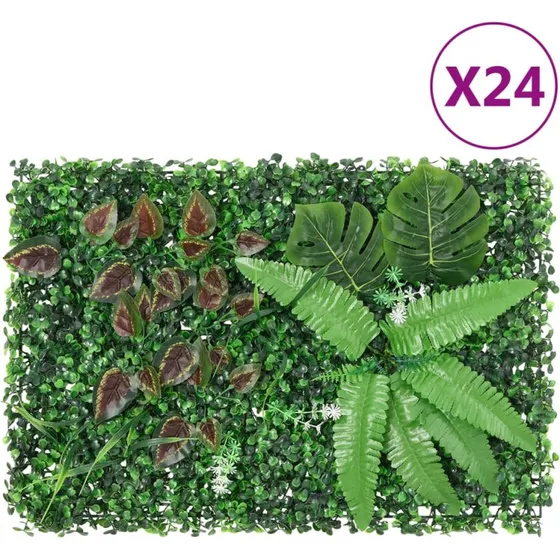 Kunstig hæk 24 stk. 40x60 cm – grøn, PE-blade