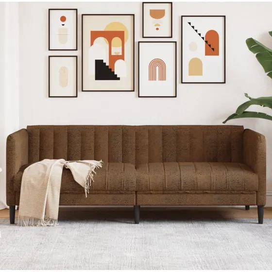 3-personers sofa i imiteret ruskind, brun