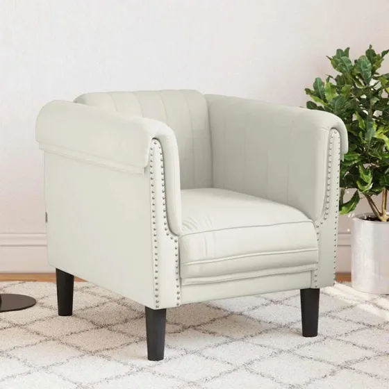 Velour lnestol creme  bld og komfortabel sofa stol