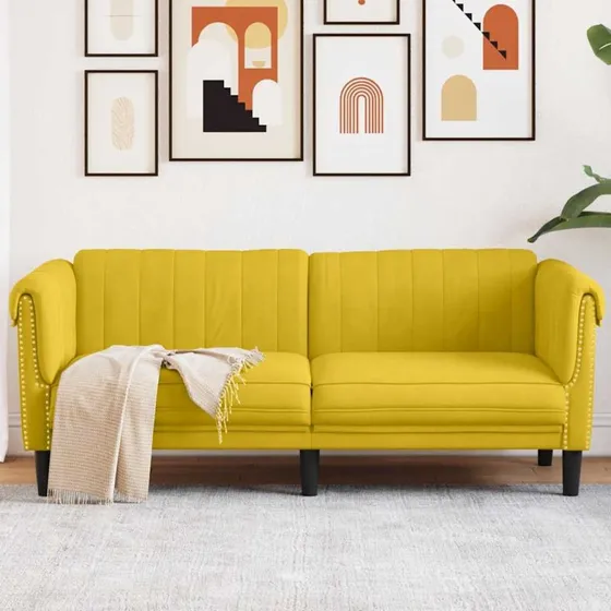Velour 2-personers sofa gul