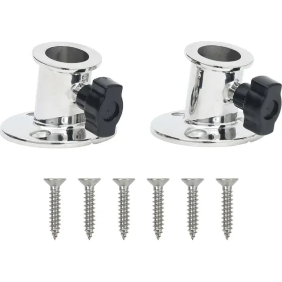 Runde bimini-baser 2 stk til 26 cm rør, rustfrit stål