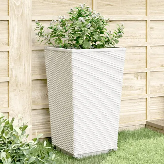 Plantekurve 4 stk. 32,5x32,5x57 cm PP hvid – rattanlook
