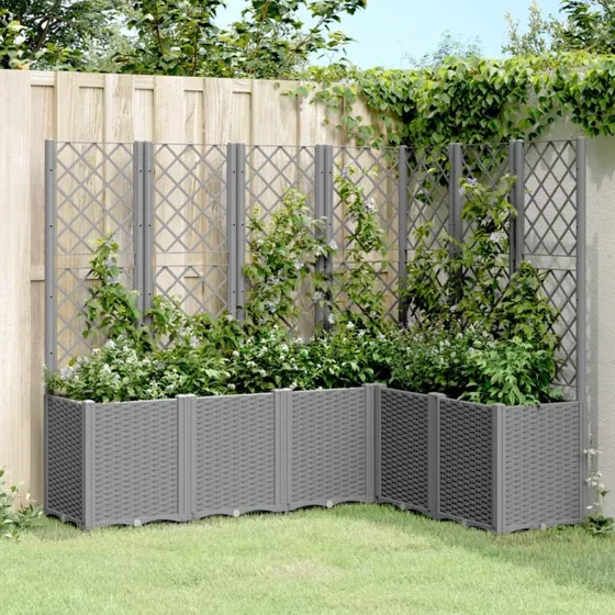 Plantekasse med espalier 160x120x140 cm – PP lysegrå