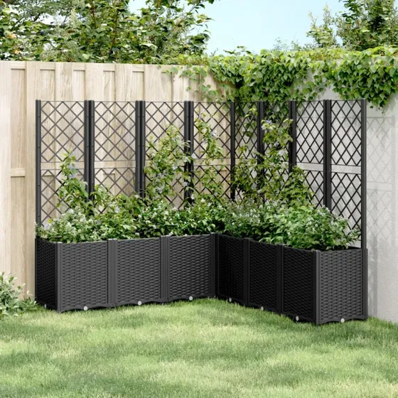 Plantekasse med espalier 160x160x140 cm – sort PP