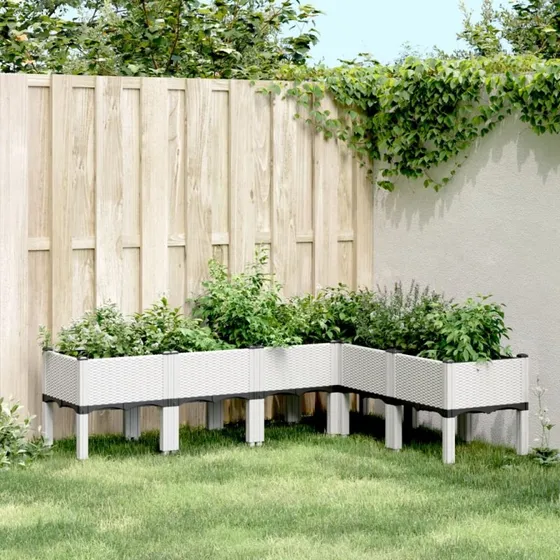 Plantekasse med ben 160x120x42 cm - hvid PP