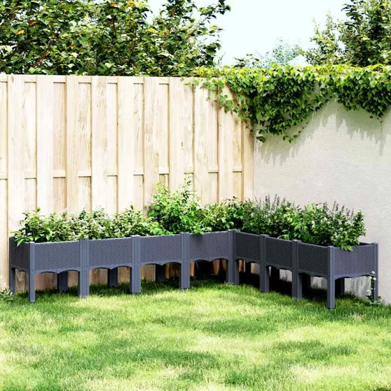 Plantekasse med ben 200x160x42 cm — PP blågrå