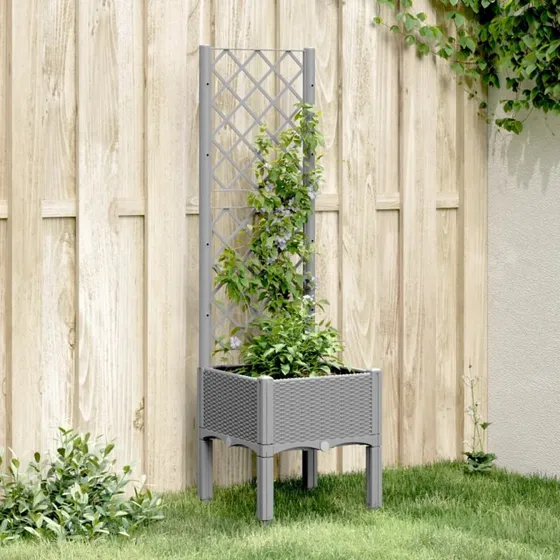 Plantekasse med espalier 40x40x142 cm – lysegrå