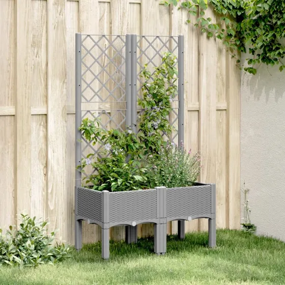 Plantekasse med espalier 80x40x142 cm - PP lysegrå