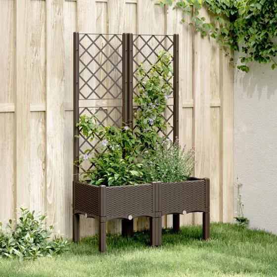 Plantekasse med espalier 80x40x142 cm – brun (PP)