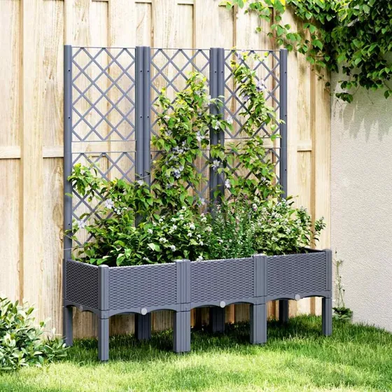 Plantekasse med espalier 120x40x142 cm - blågrå