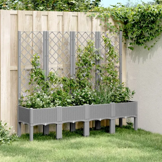 Plantekasse med espalier 160x40x142 cm, lysegrå