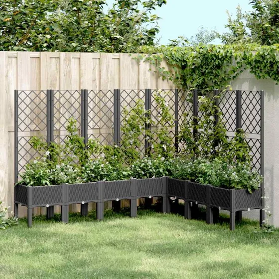 Plantekasse med espalier 200x160x142 cm - sort