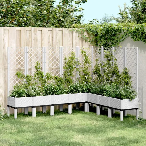 Plantekasse med espalier 200x160x142 cm – hvid PP