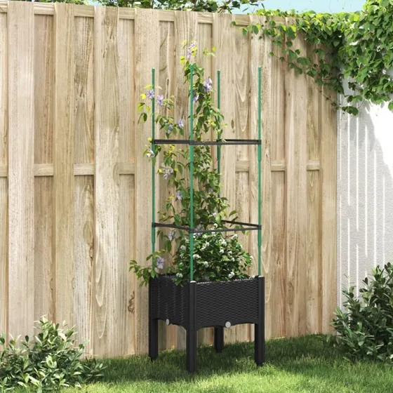 Plantekasse med espalier 40x40x142,5 cm – sort PP