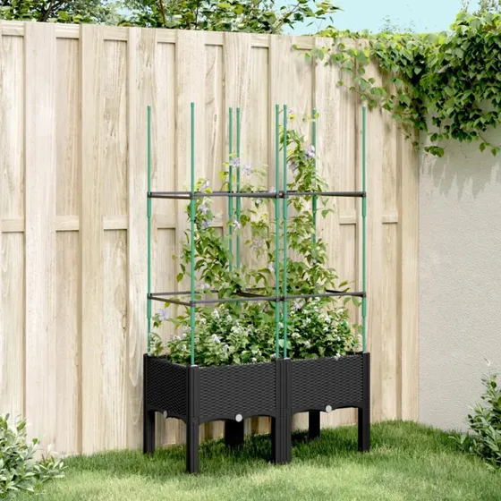 Plantekasse med espalier 80x40x142,5 cm - sort
