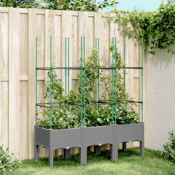 Plantekasse med espalier 120x40x142,5 cm - lysegrå