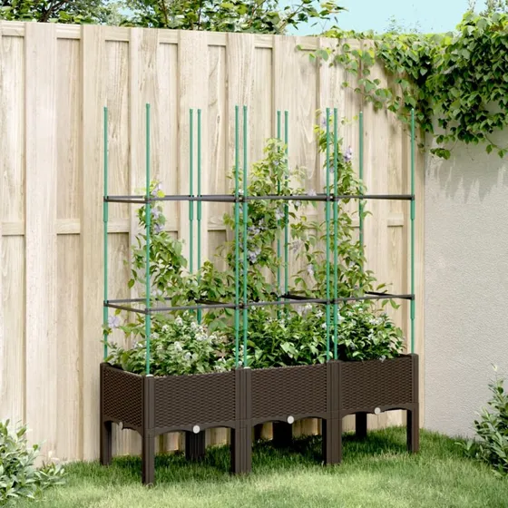 Plantekasse med espalier 120x40x142,5 cm – brun (PP)