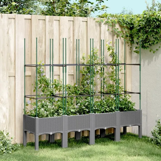 Plantekasse med espalier 160x40x142,5 cm – lysegrå