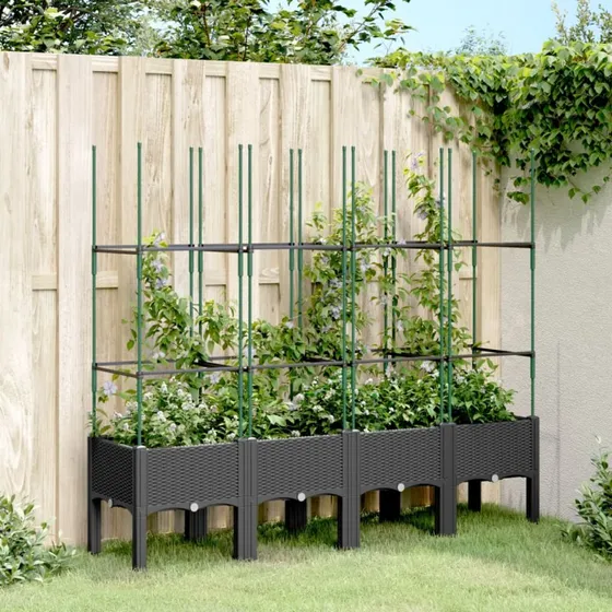 Plantekasse med espalier 160x40x142,5 cm – sort