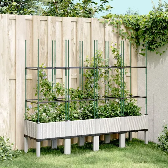 Plantekasse med espalier 160x40x142,5 cm - PP hvid