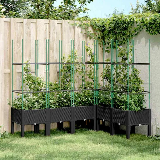 Plantekasse med espalier 160x120x142,5 cm – sort