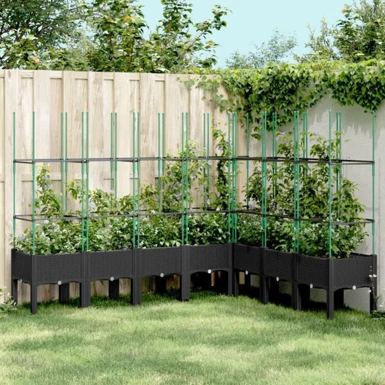Plantekasse med espalier 200x160x142,5 cm - sort