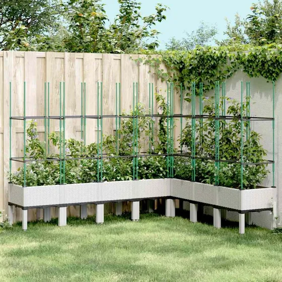 Plantekasse med espalier 200x160x142,5 cm - Hvid PP