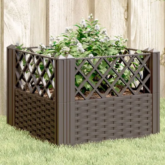 Plantekasse med spyd 43,5x43,5x43,5 cm - Brun (PP)